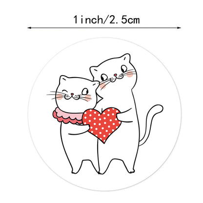 500pcs Cute Cat Dog Stickers for Valentine's Day