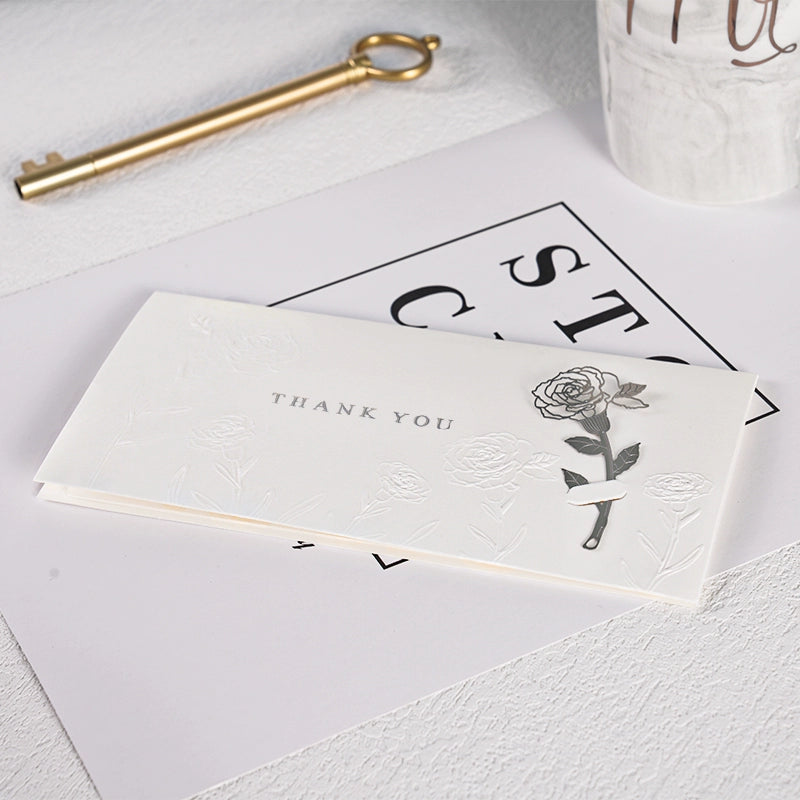 Carte de vœux florale en relief avec marque-page rose