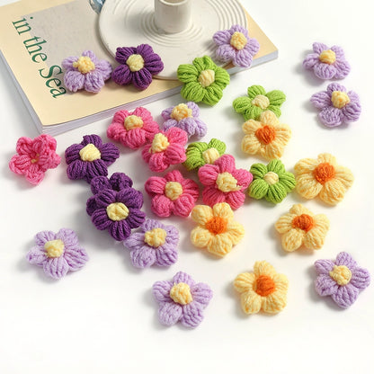 4cm Cotton Yarn Crochet Flower Heads Pack 50