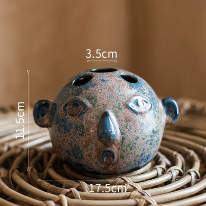 Whimsical Face Ceramic Flower Vase