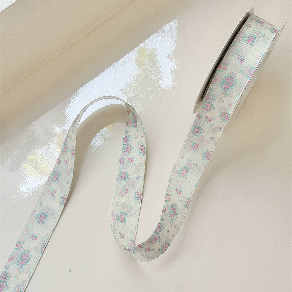 Double-Sided Floral Print Florist Ribbon (2.5cmx10Yd)