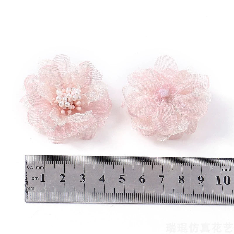4cm Organza Fabric Flower Heads Pack 30