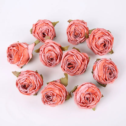 Lot de 20 têtes de roses en soie style vintage, 4 cm