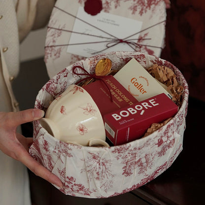 Vintage Floral Print Oval Gift Box