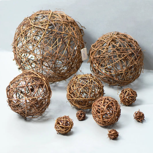 Natural Rattan Woven Balls for DIY Crafting