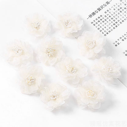 4cm Organza Fabric Flower Heads Pack 30