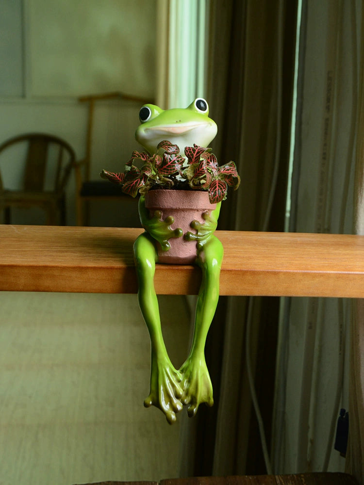 succulent frog Adorable Frog-Themed Resin Succulent Planter