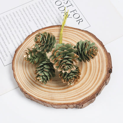 18pcs Artificial Pine Cone on Wire for Christmas Crafts