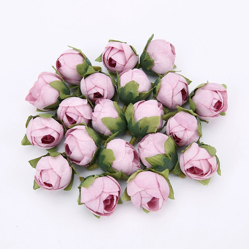2cm Vintage Rose Buds Silk Flower Heads Pack 40