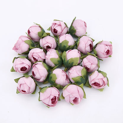 2cm Vintage Rose Buds Silk Flower Heads Pack 40