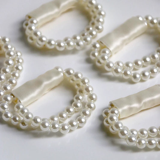 5 Pcs Double Strand Pearl Wrist Corsage Bracelet Band
