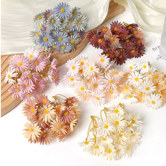 5 Stem Bunch Silk Daisy Flower Heads Pack 30