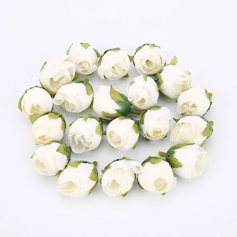 2cm Vintage Rose Buds Silk Flower Heads Pack 40