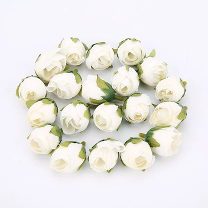 2cm Vintage Rose Buds Silk Flower Heads Pack 40