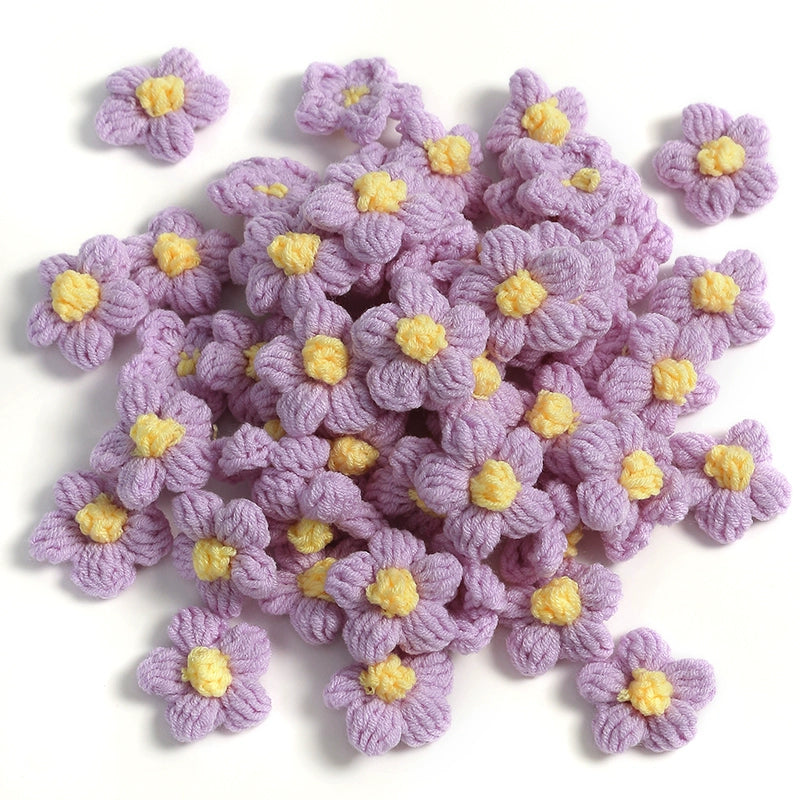 4cm Cotton Yarn Crochet Flower Heads Pack 50