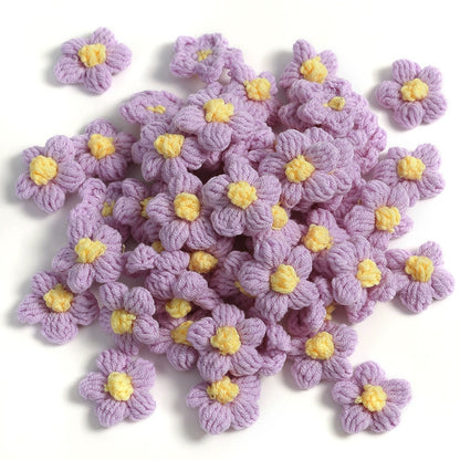 4cm Cotton Yarn Crochet Flower Heads Pack 50