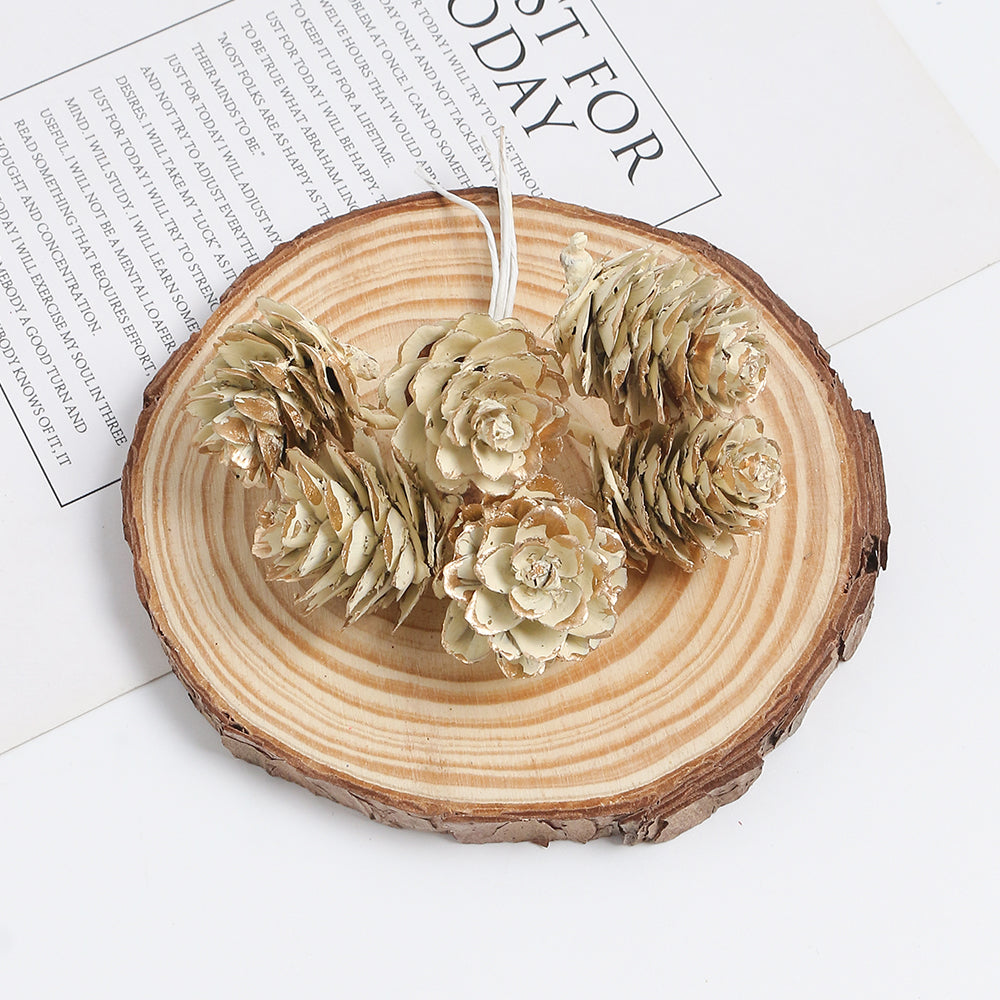 18pcs Artificial Pine Cone on Wire for Christmas Crafts