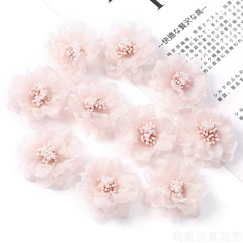 4cm Organza Fabric Flower Heads Pack 30