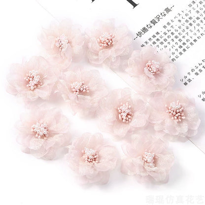 4cm Organza Fabric Flower Heads Pack 30