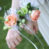 Load image into Gallery viewer, Elastic Pearl Lace Wrist Corsage Bracelet (Set of 10)