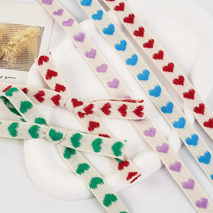 Heart Embroidery Cotton Ribbon (1.5cmx10Yd)