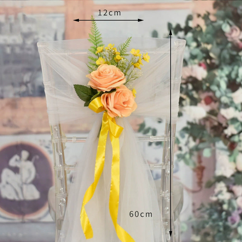 Wedding Aisle Chair Artificial Flowers with Ribbon