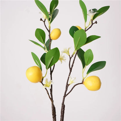 17" Artificial Lemon Stem with Blossoms