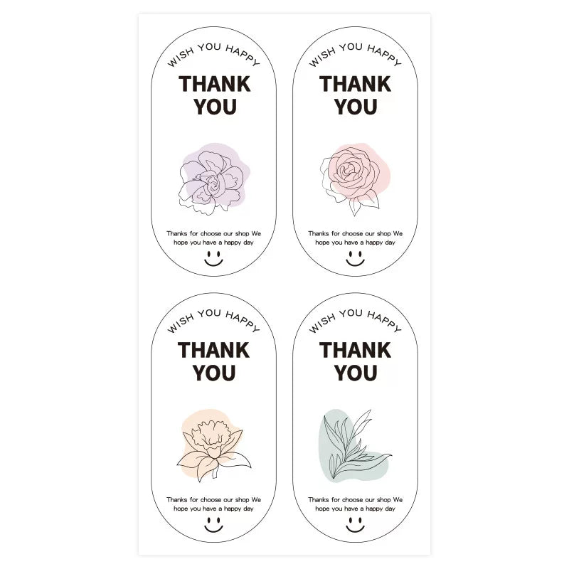 Lot de 160 autocollants de remerciement floraux minimalistes