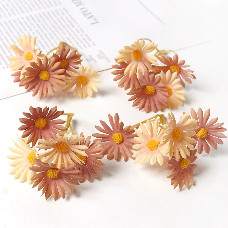 5 Stem Bunch Silk Daisy Flower Heads Pack 30