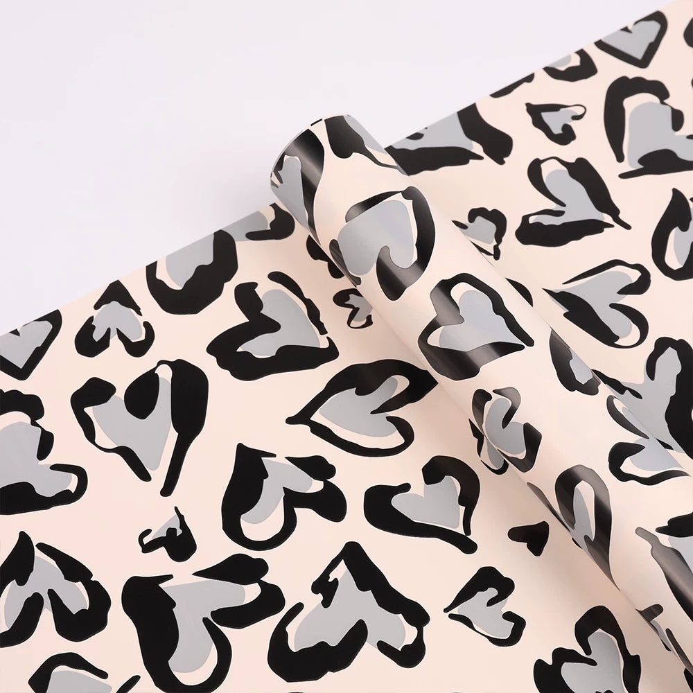 20pcs Leopard Heart Flower Wrap Paper (57x57cm)