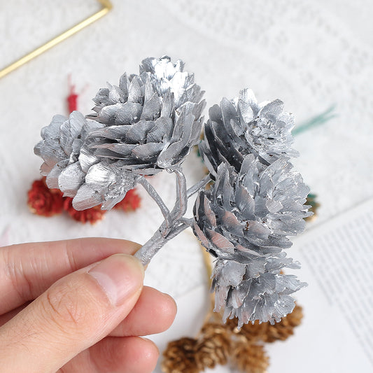 18pcs Artificial Pine Cone on Wire for Christmas Crafts