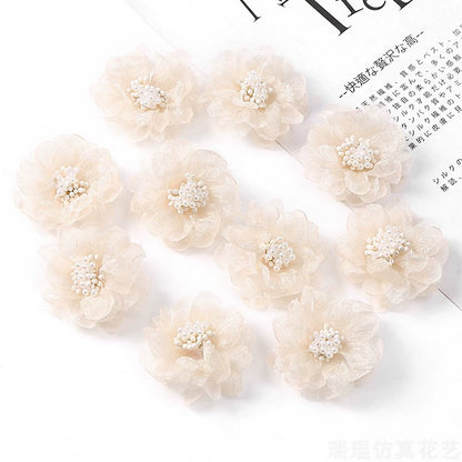 4cm Organza Fabric Flower Heads Pack 30