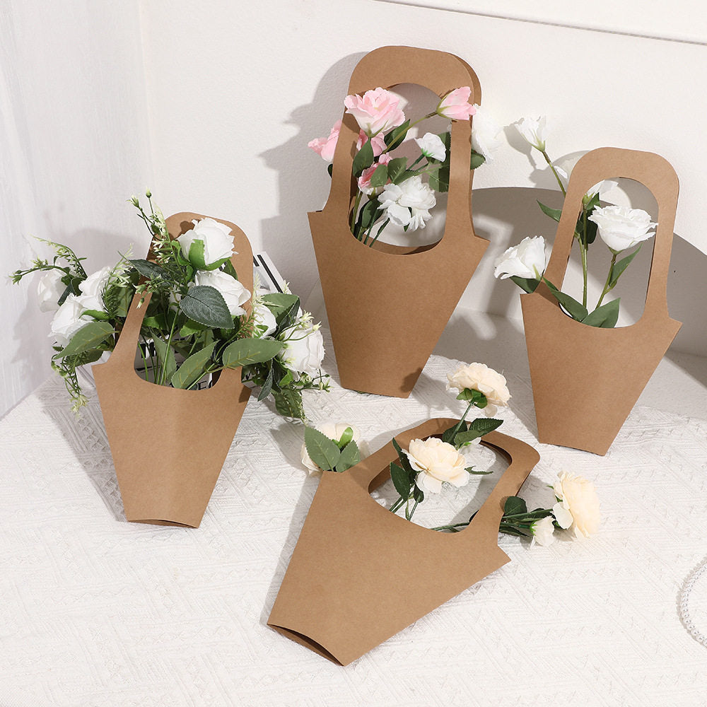 Kraft Paper Flower Carrier Bags Pack 20