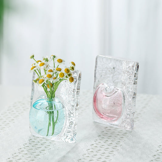 Modern Ice Block Textured Glass Vase