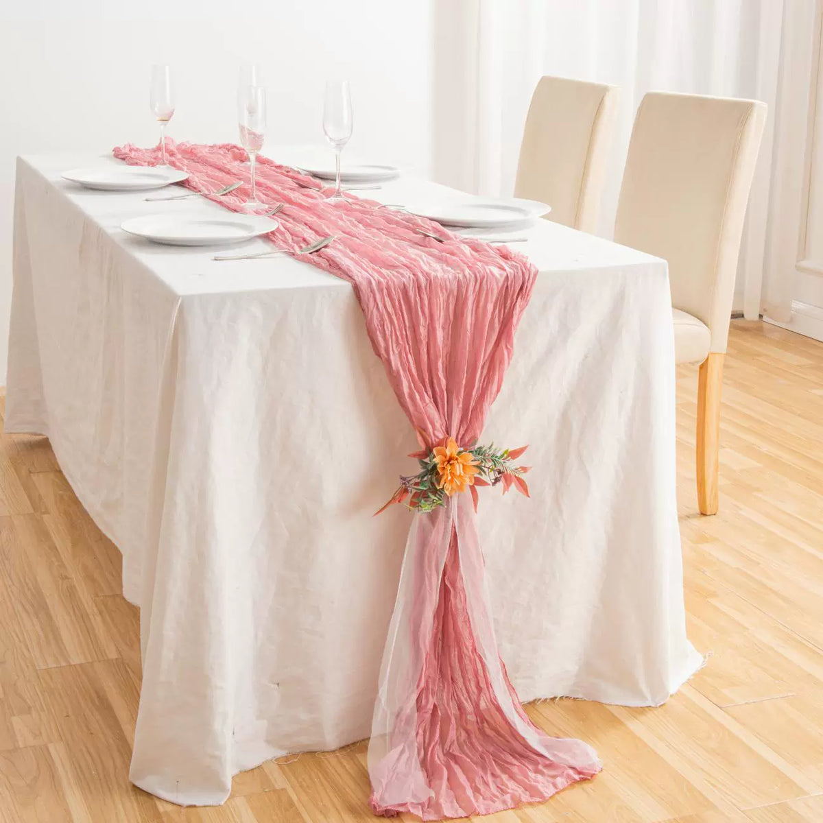 Pleated Table Runner Cloth for Weddings