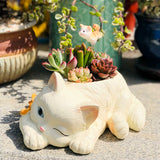 Load image into Gallery viewer, Cat-Shaped Resin Succulent Planter with Drainage