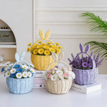 Handcrafted Bunny Ears Wicker Flower Basket