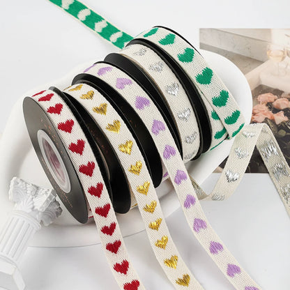 Heart Embroidery Cotton Ribbon (1.5cmx10Yd)