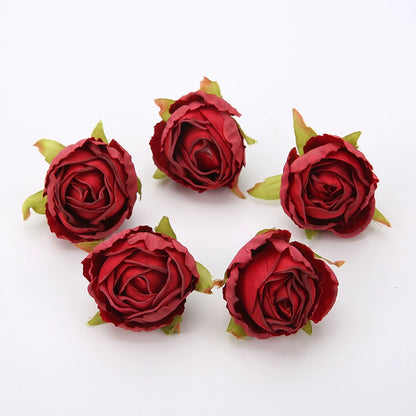 Silk Rose Flower Heads with Burned Edges Pack 30