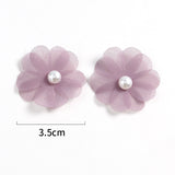 Load image into Gallery viewer, 3.5cm Tulle Fabric Flower Heads with Pearls Pack 100