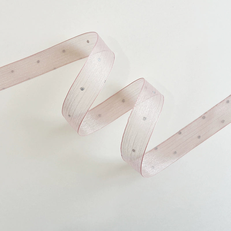 Silver-sequined Organza Ribbon (2.5cmx10Yd)