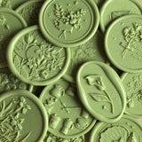 Load image into Gallery viewer, 30Pcs Green Floral Wax Seal Stickers