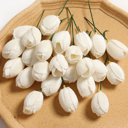 3.5cm Velvet Tulips Flowers for Crafting Pack 10