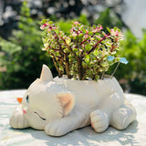 Load image into Gallery viewer, Cat-Shaped Resin Succulent Planter with Drainage