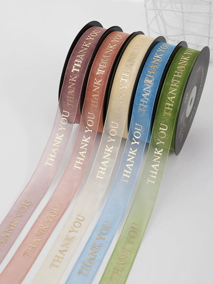 THANK YOU Gold Letters Organza Ribbon (20mmx49Yd)