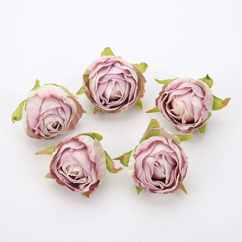 Silk Rose Flower Heads with Burned Edges Pack 30