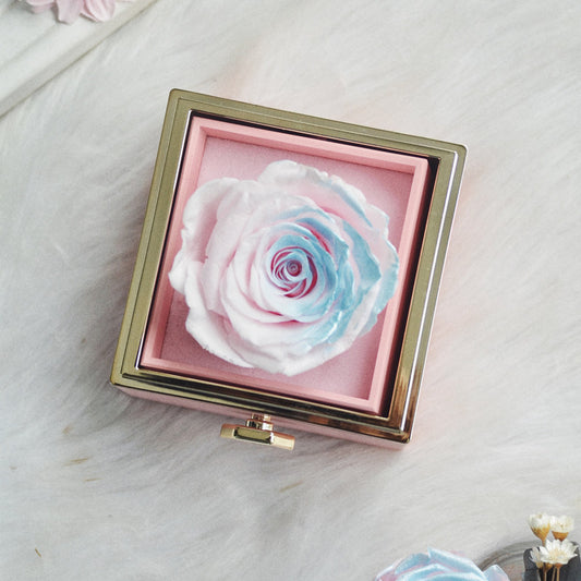 Rotates 360° Eternal Rose Velvet Jewelry Box