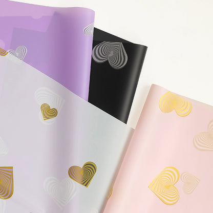 20pcs Heart-Print Cellophane Wrap for Bouquets (56x56cm)