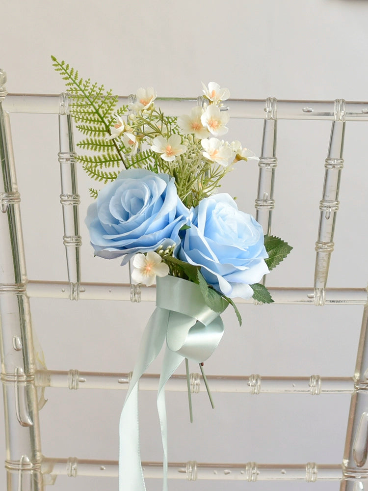Wedding Aisle Chair Artificial Flowers with Ribbon