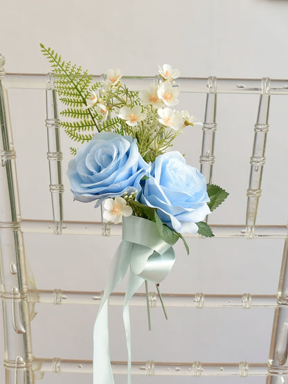 Wedding Aisle Chair Artificial Flowers with Ribbon